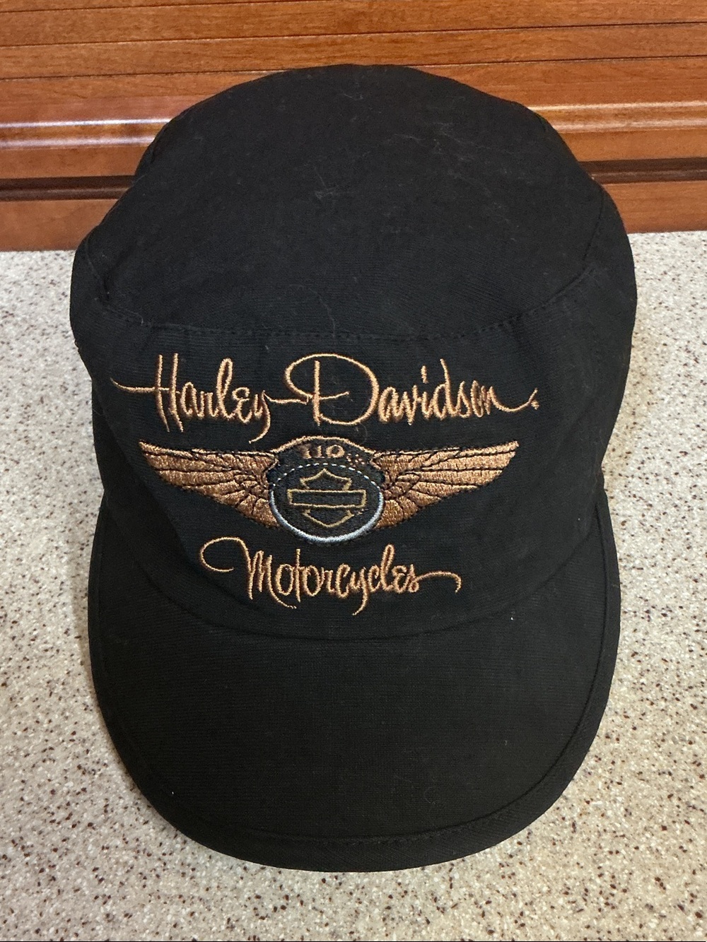 Harley-Davidson Black and Gold Military-Style Cap Women’s
